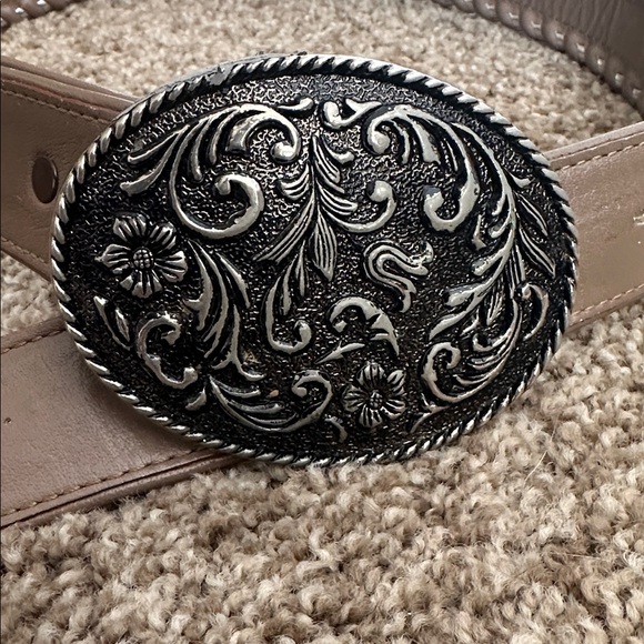 Brown and Silver Nocona Woven Leather Belt - Picture 2 of 10